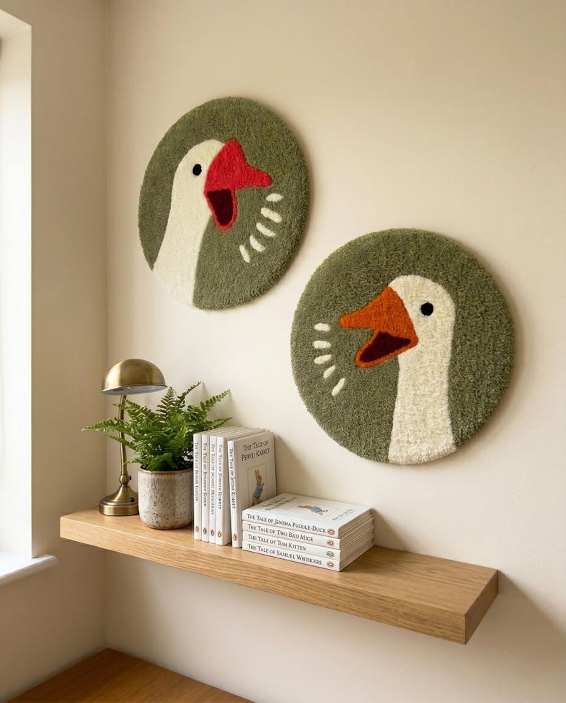 Tapis capitonné Goose Game, Décoration d'intérieur, Velours coupé, Antidérapant