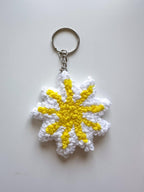 Porte-clés Punch Needle Coton 5,5 cm – Accessoire Sac Été Coquillage – 9 Designs Citron, Soleil, Tortue