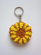 Porte-clés Punch Needle Coton 5,5 cm – Accessoire Sac Été Coquillage – 9 Designs Citron, Soleil, Tortue