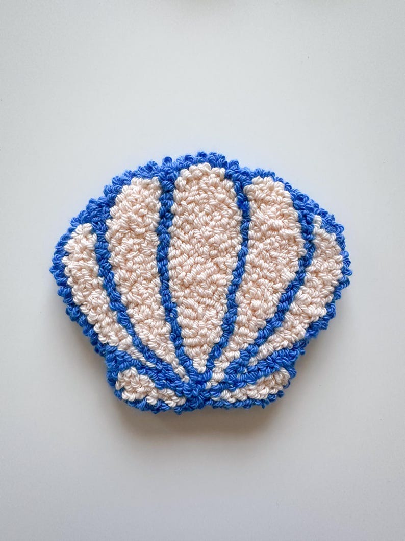 Set de 9 Dessous de Tasse Punch Needle en Coton, Coasters Ronds 10 cm, Motifs Été et Plage
