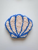 Set de 9 Dessous de Tasse Punch Needle en Coton, Coasters Ronds 10 cm, Motifs Été et Plage