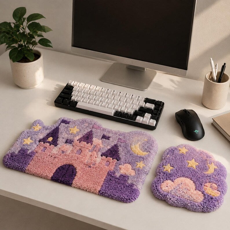 Repose-poignets pour clavier et tapis de souris en forme de tourelle de château, fait main, haute densité