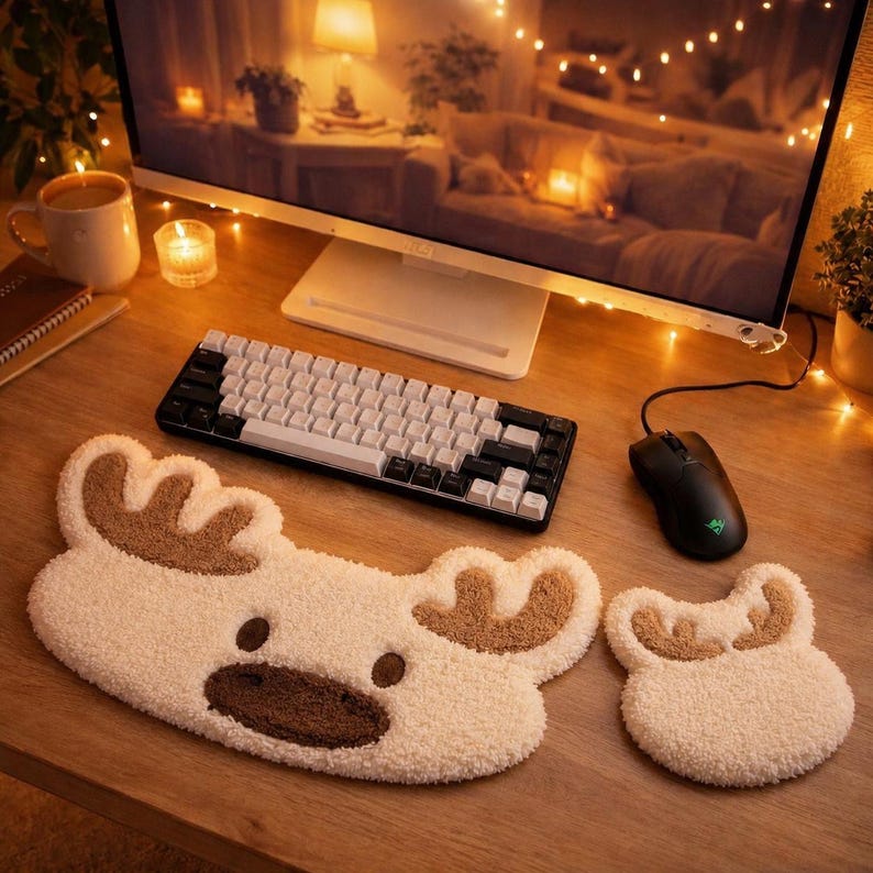 Ensemble de bureau à poinçonner en bois d'orignal, paire de repose-poignets pour clavier et souris