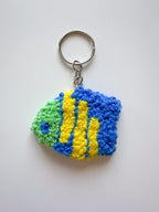 Porte-clés Punch Needle Coton 5,5 cm – Accessoire Sac Été Coquillage – 9 Designs Citron, Soleil, Tortue