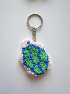 Porte-clés Punch Needle Coton 5,5 cm – Accessoire Sac Été Coquillage – 9 Designs Citron, Soleil, Tortue