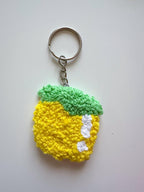 Porte-clés Punch Needle Coton 5,5 cm – Accessoire Sac Été Coquillage – 9 Designs Citron, Soleil, Tortue