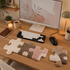 Ensemble de bureau capitonné à la main avec repose-poignets pour clavier et tapis de souris textile, motif puzzle