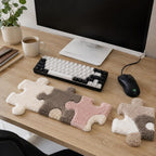 Ensemble de bureau capitonné à la main avec repose-poignets pour clavier et tapis de souris textile, motif puzzle