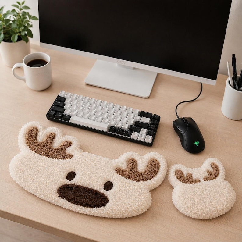 Ensemble de bureau à poinçonner en bois d'orignal, paire de repose-poignets pour clavier et souris