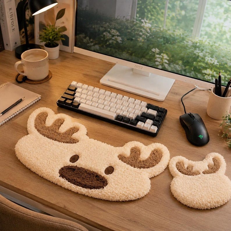 Ensemble de bureau à poinçonner en bois d'orignal, paire de repose-poignets pour clavier et souris