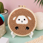 Kit Punch Needle Animaux Mignons Girafe Douce Déco Murale 20x20cm